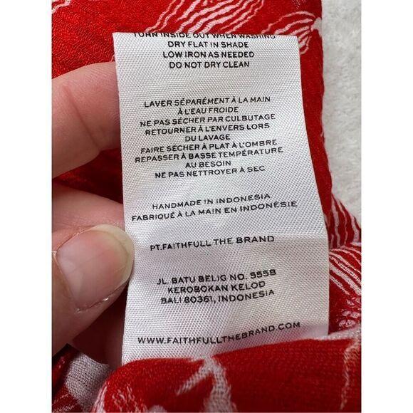 Faithfull the brand lulu size 4 red & white floral women’s zip back maxi skirt - Picture 12 of 13